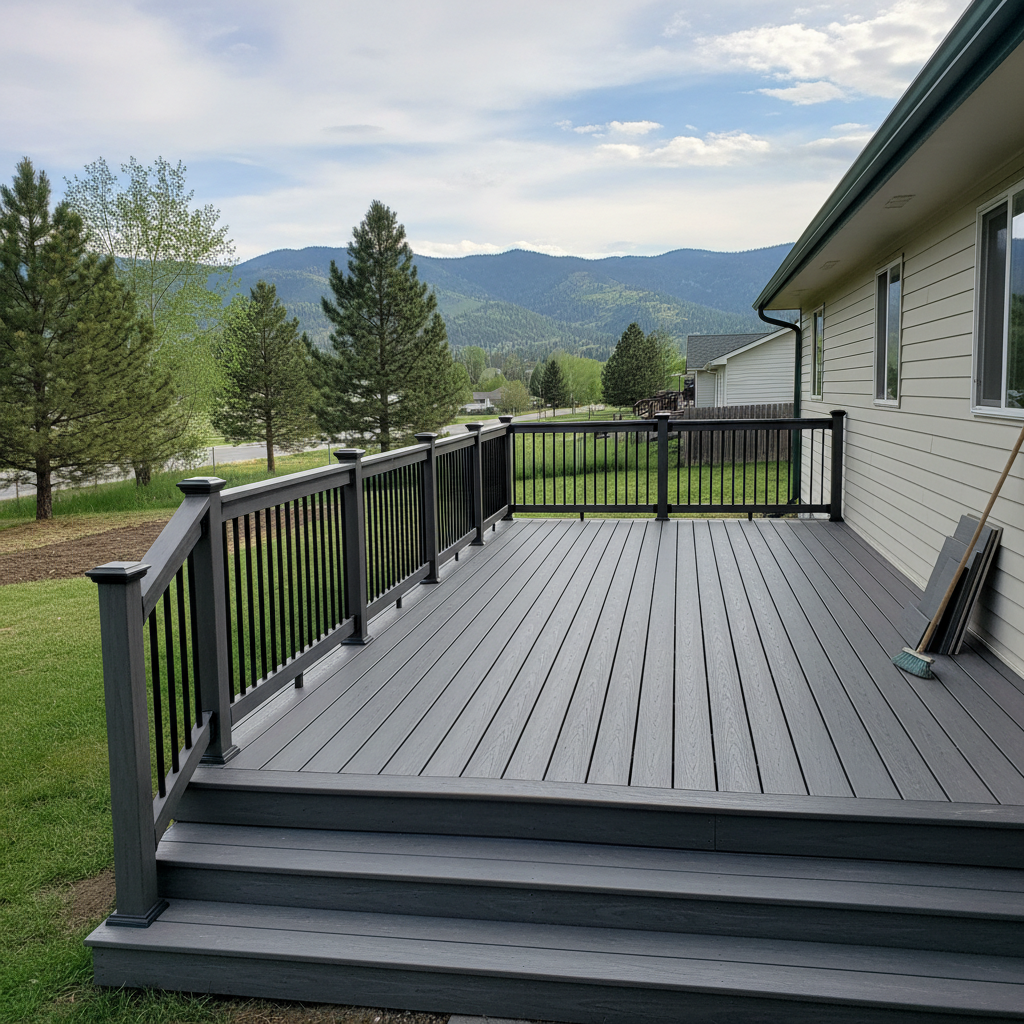 Completed composite decks work at a residential property in Missoula, MT