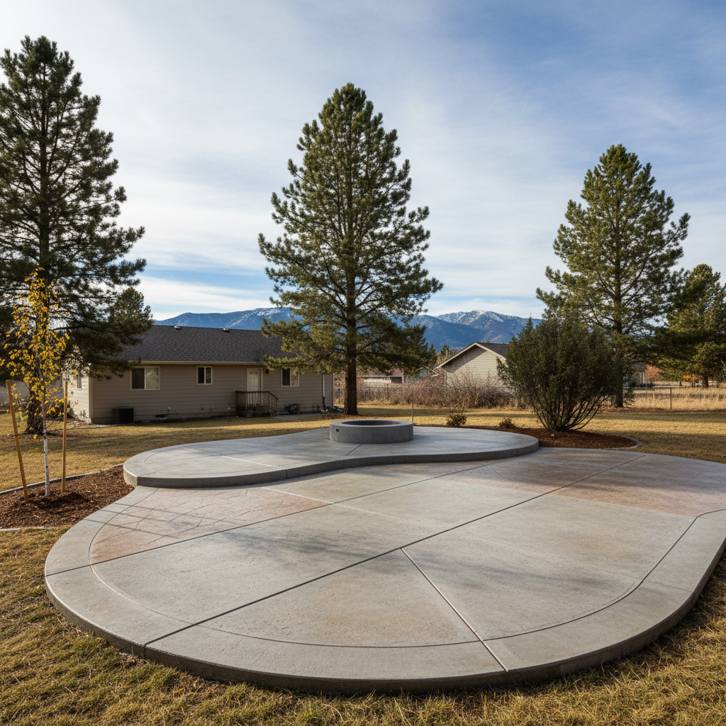 Completed concrete patios work at a residential property in Missoula, MT