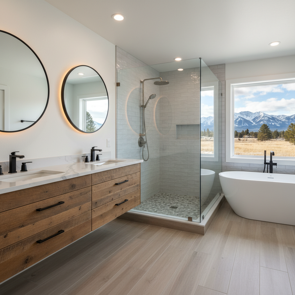 Completed bathroom remodel work at a residential property in Bozeman, MT