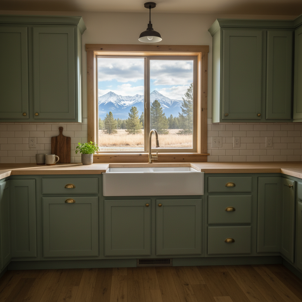 Completed cabinet painting work at a residential property in Victor, MT
