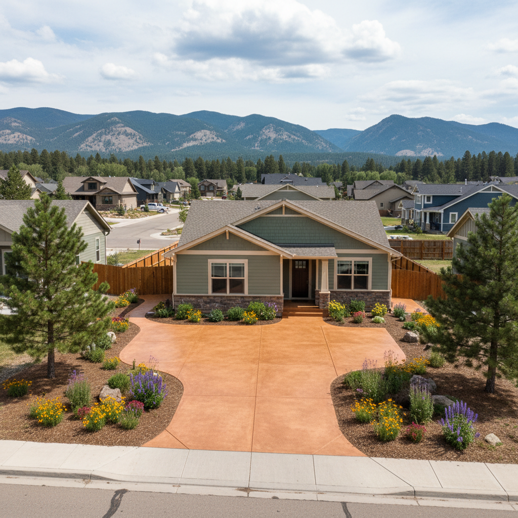 Completed concrete staining work at a residential property in Missoula, MT