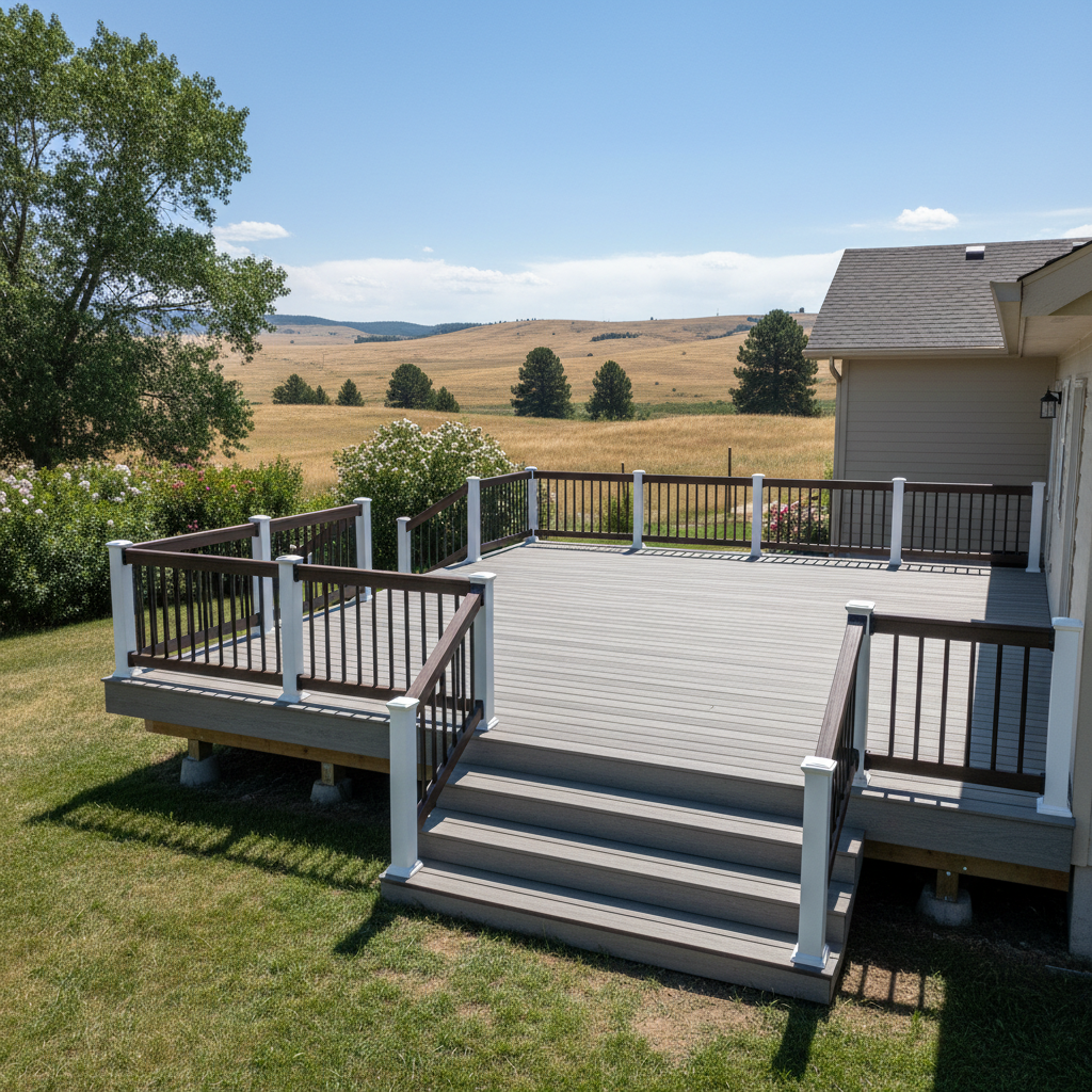 Completed composite decks work at a residential property in Billings, MT