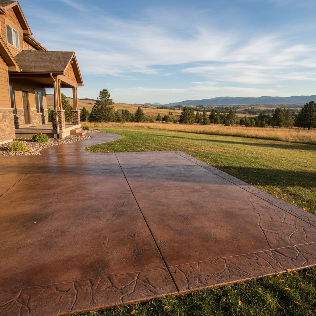 Completed concrete staining work at a residential property in Great Falls, MT