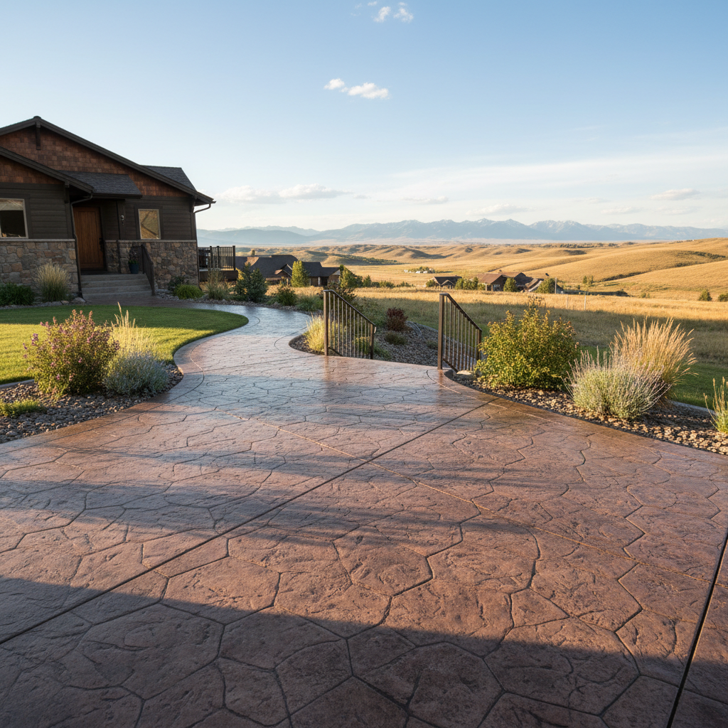 Completed stamped concrete work at a residential property in Great Falls, MT