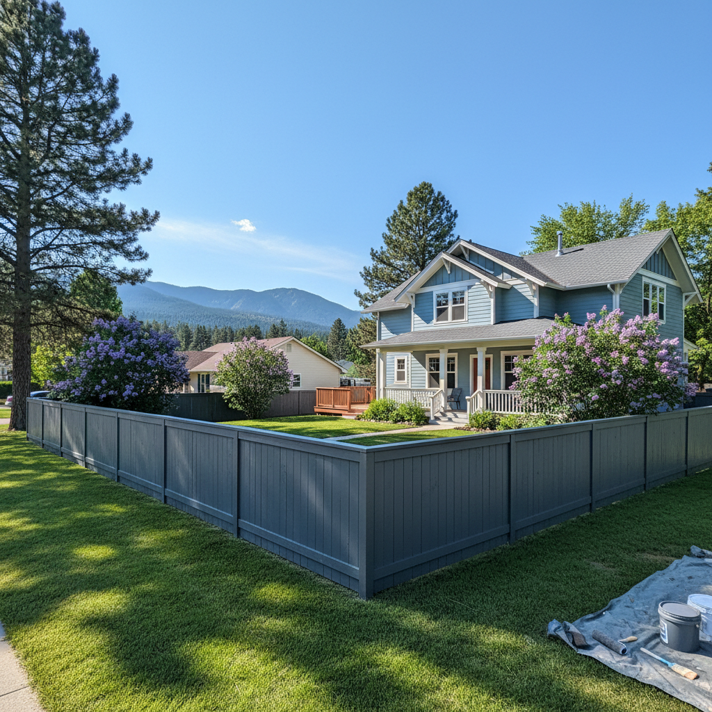 Completed fence painting work at a residential property in Missoula, MT