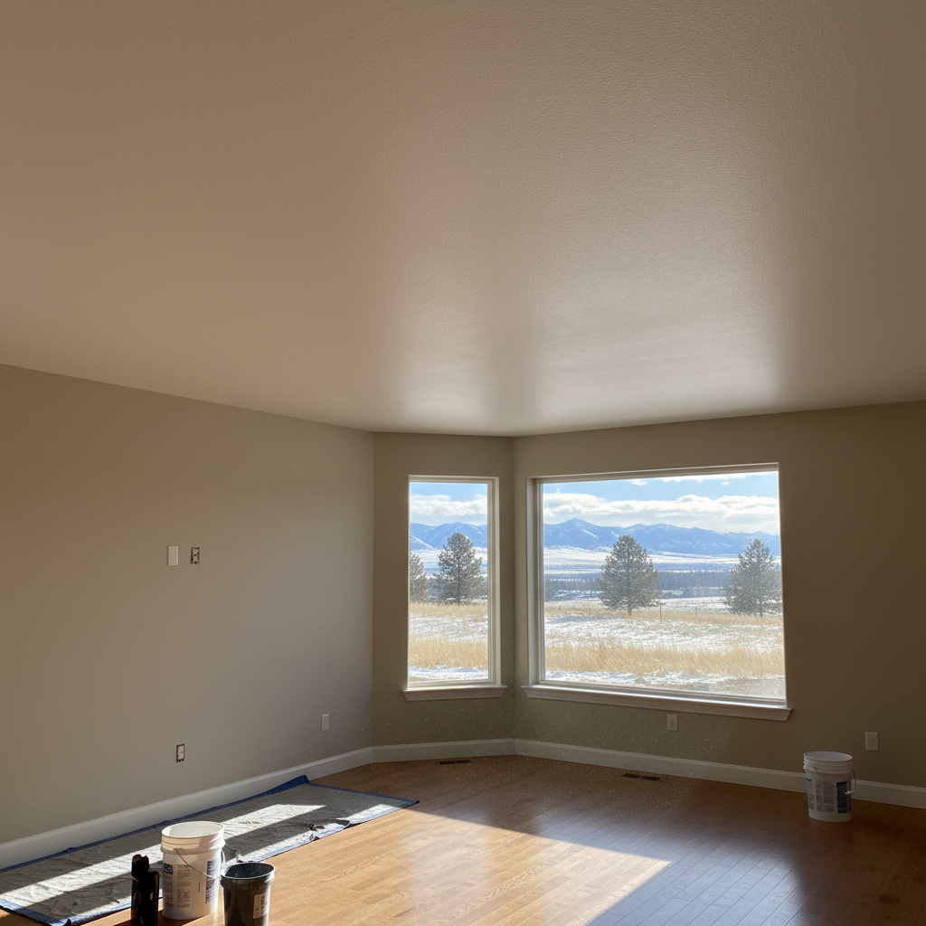 Completed popcorn ceiling removal work at a residential property in Billings, MT