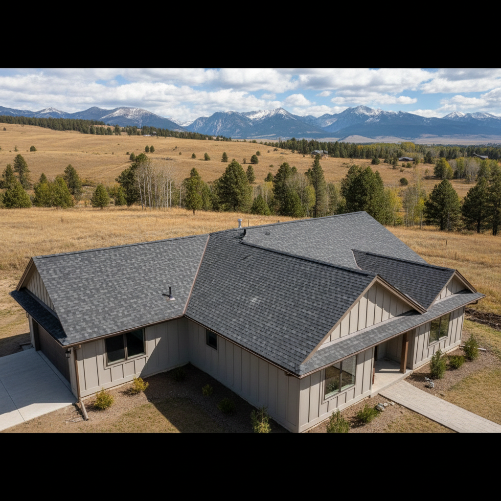 Completed new construction roofing work at a residential property in Bozeman, MT