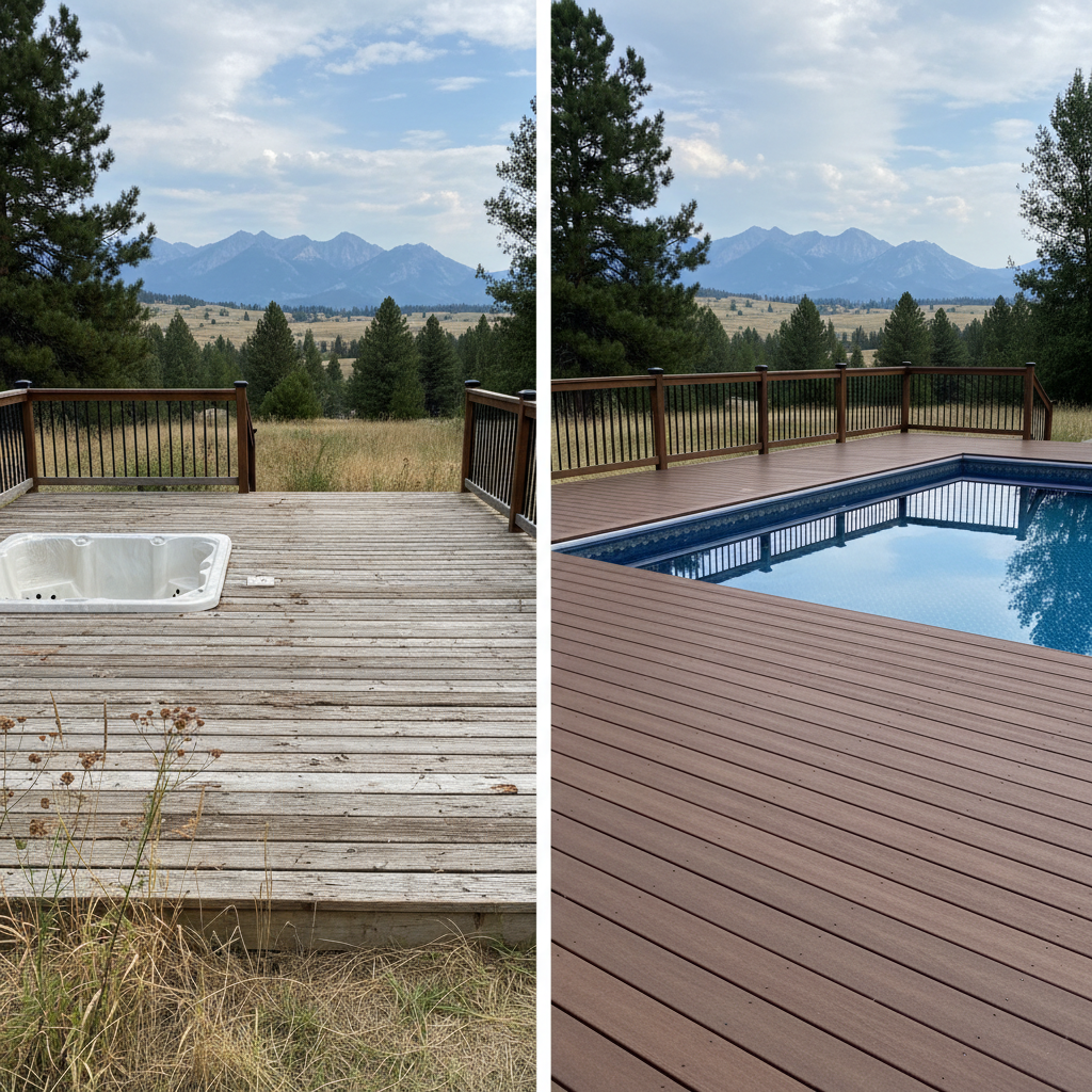 Completed pool decks work at a residential property in Missoula, MT