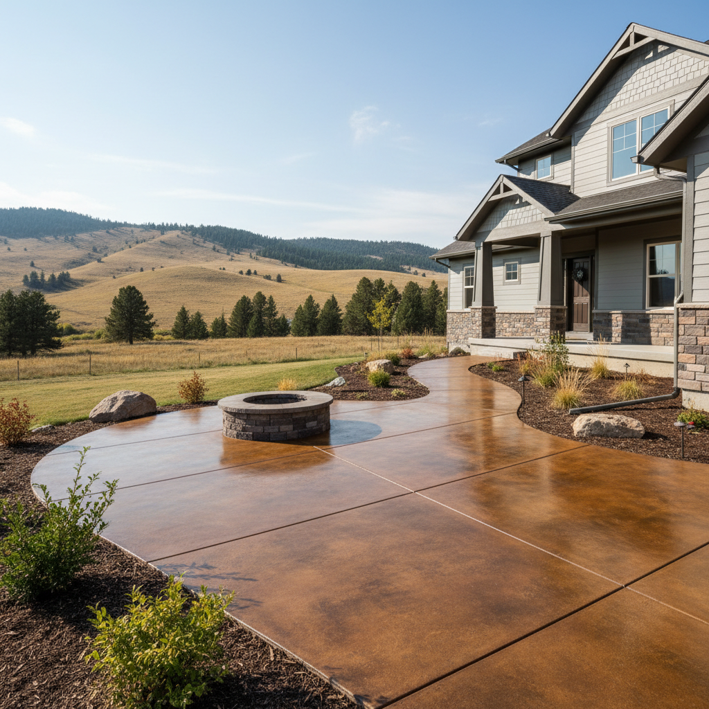 Completed concrete staining work at a residential property in Billings, MT