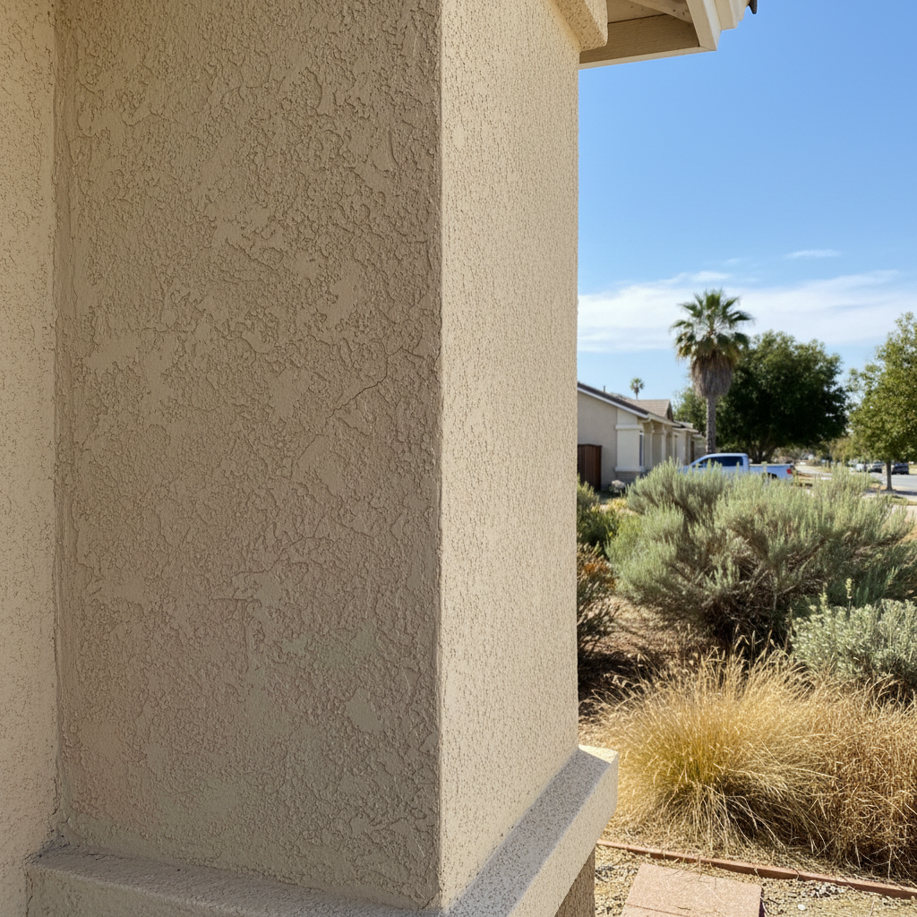 Completed stucco redashing work at a residential property in Fresno, CA