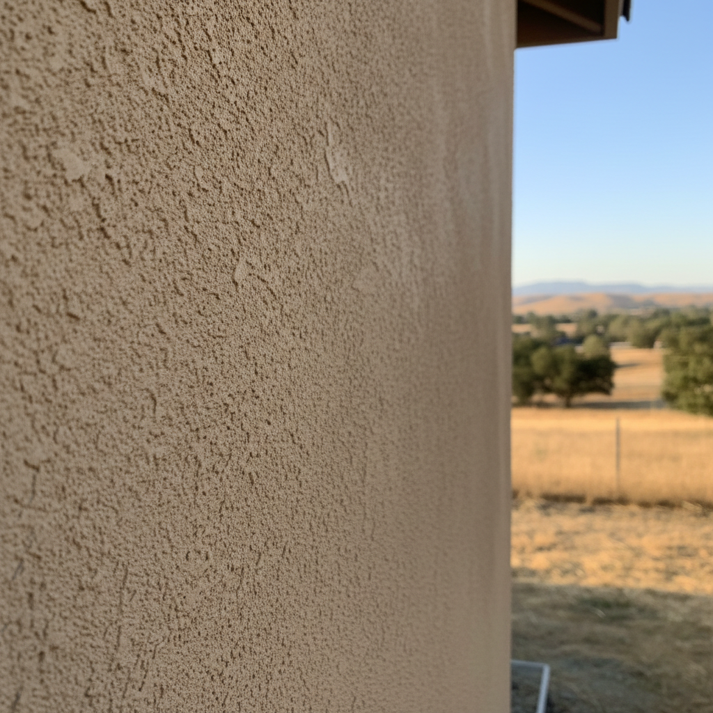 Completed stucco installation work at a residential property in Madera, CA
