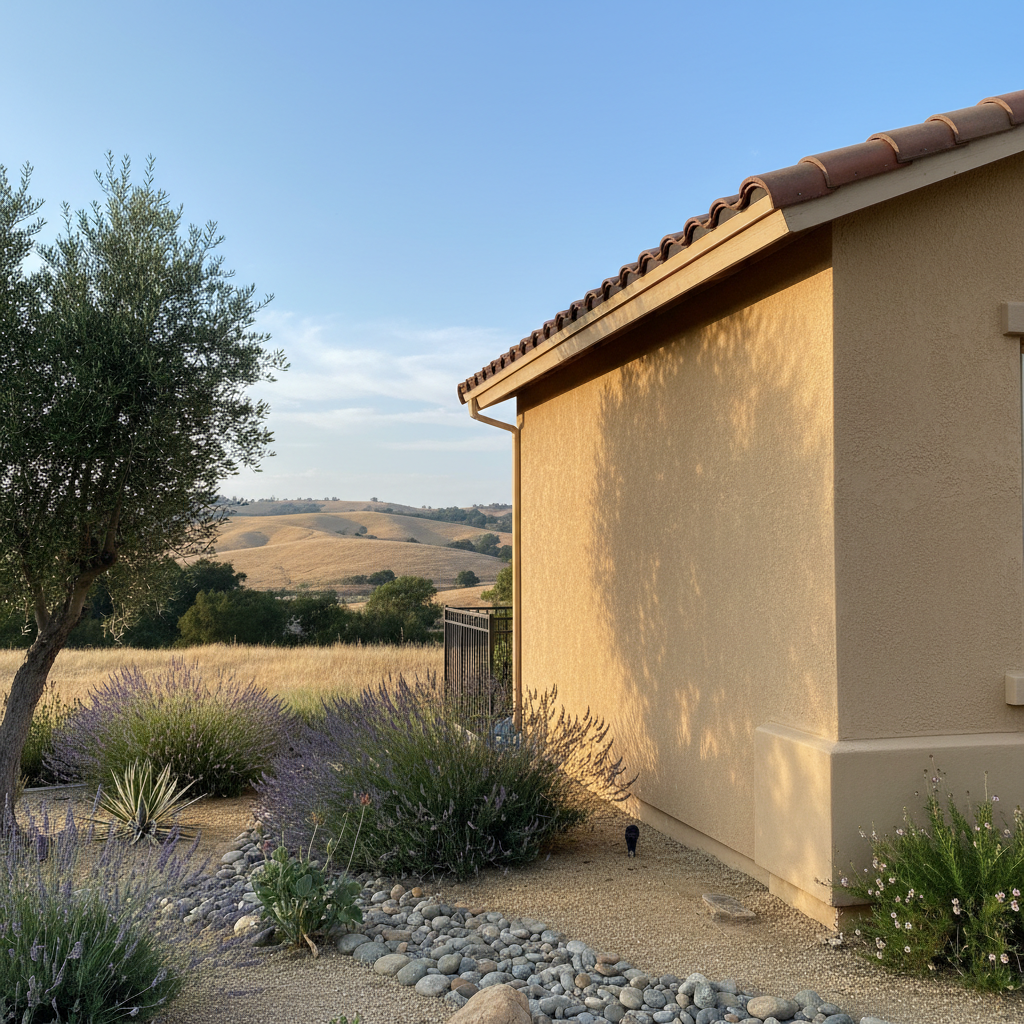 Completed residential stucco work at a residential property in Davis, CA