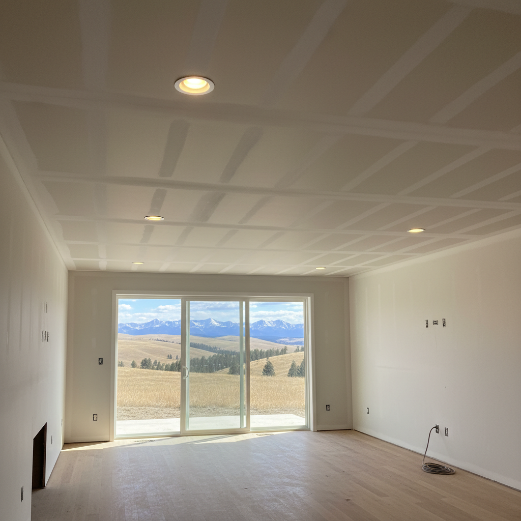 Completed ceiling drywall installation work at a residential property in Billings, MT