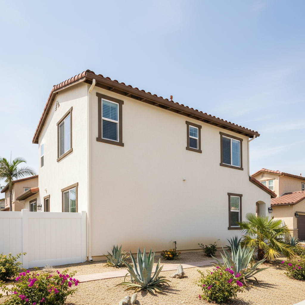 Completed stucco painting work at a residential property in National City, CA