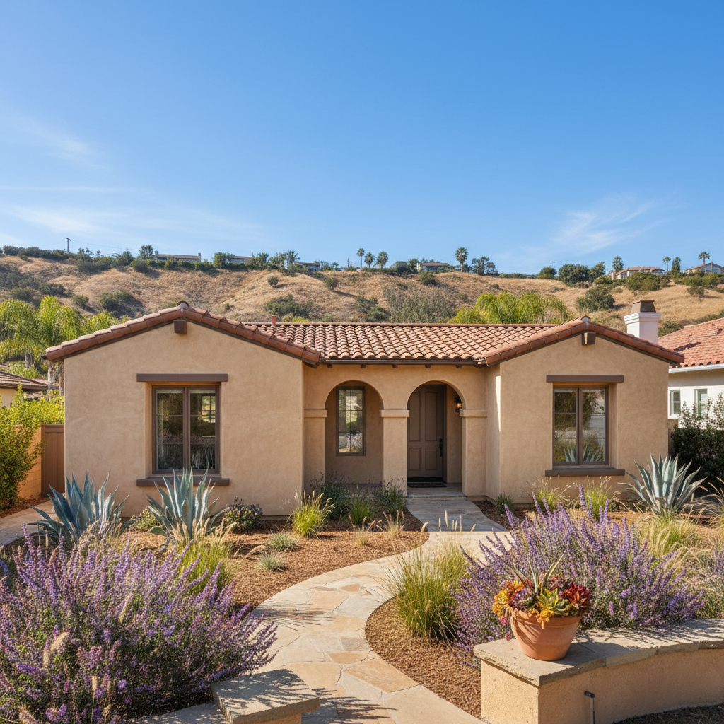 Completed residential stucco work at a residential property in San Diego, CA