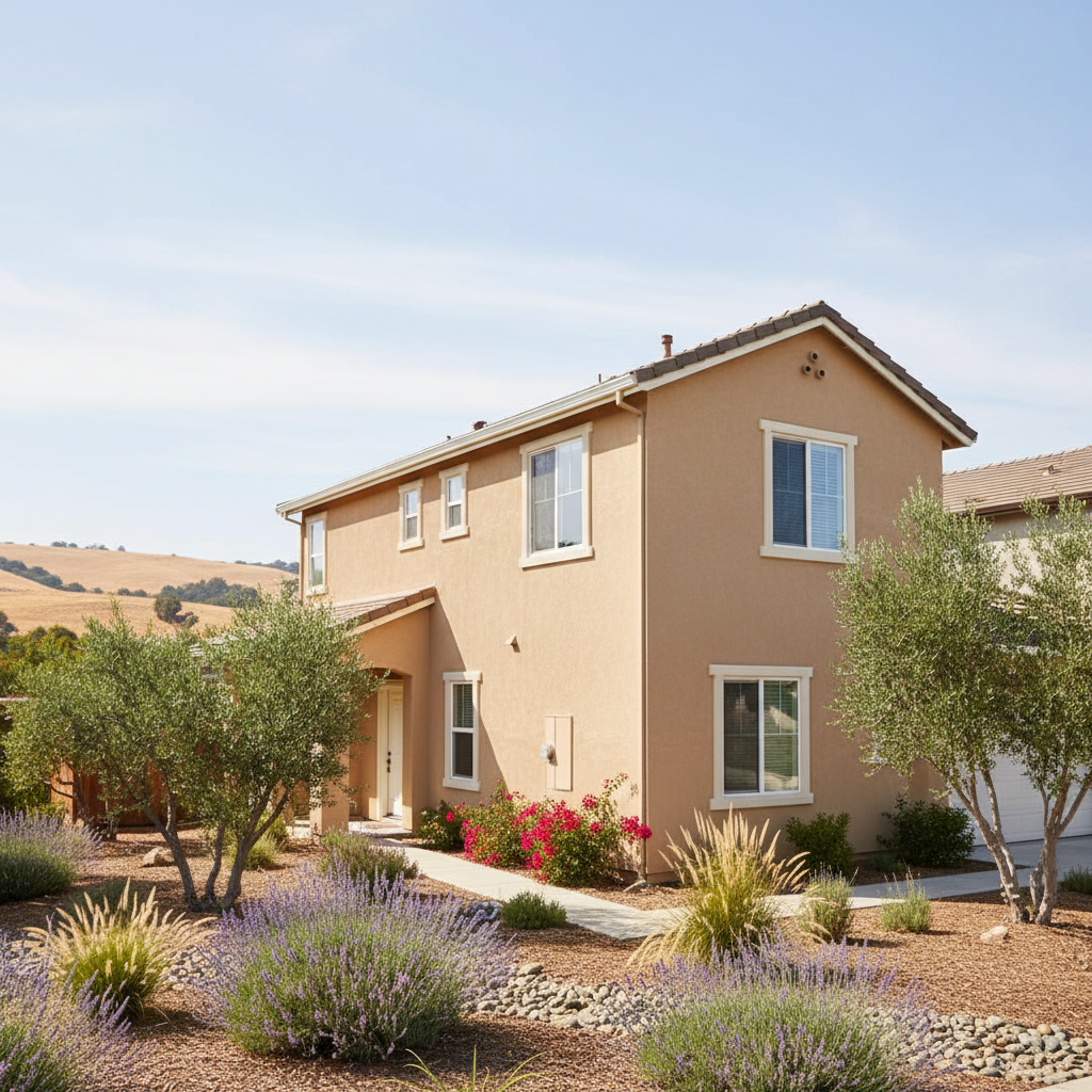 Completed stucco installation work at a residential property in Fairfield, CA