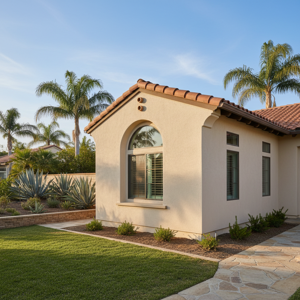 Completed residential stucco work at a residential property in San Diego, CA