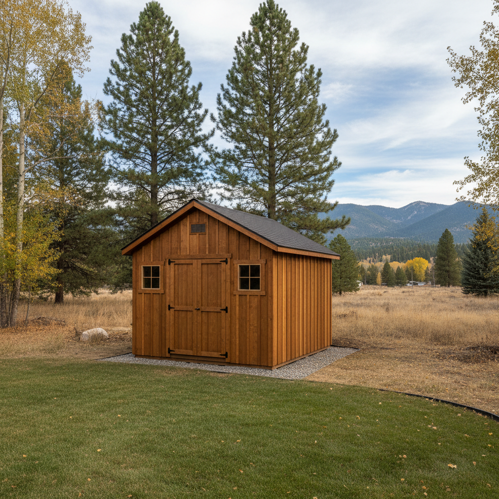 Completed storage sheds work at a residential property in Missoula, MT