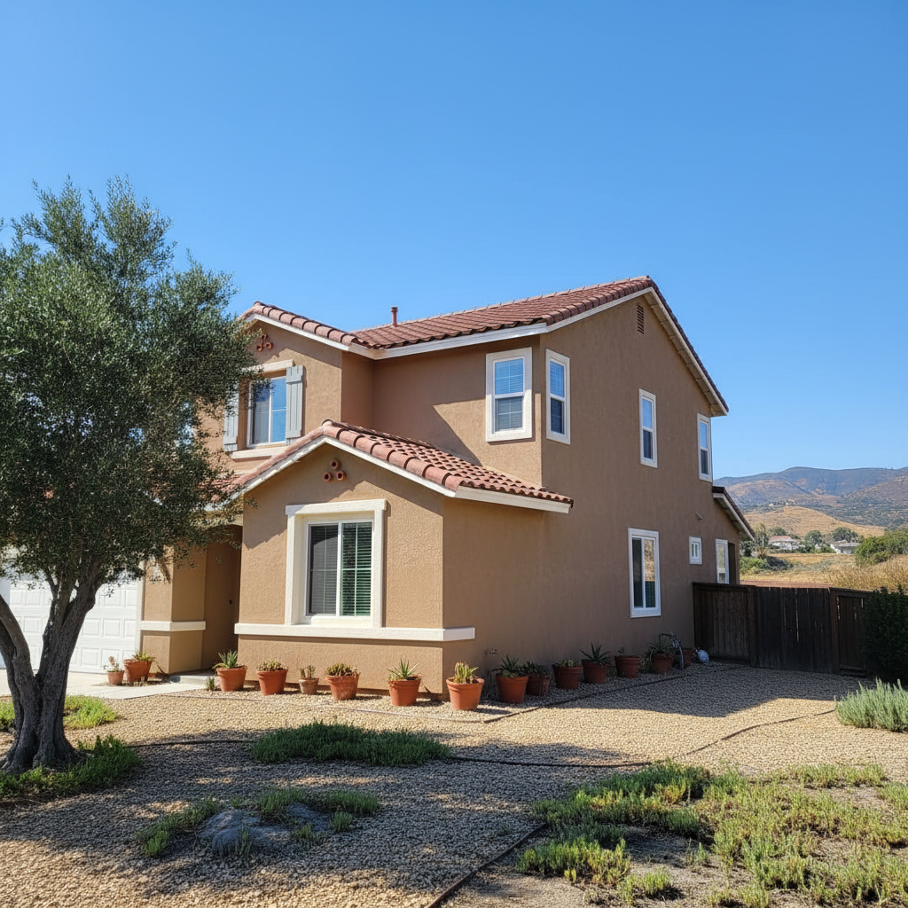 Completed stucco painting work at a residential property in Chula Vista, CA