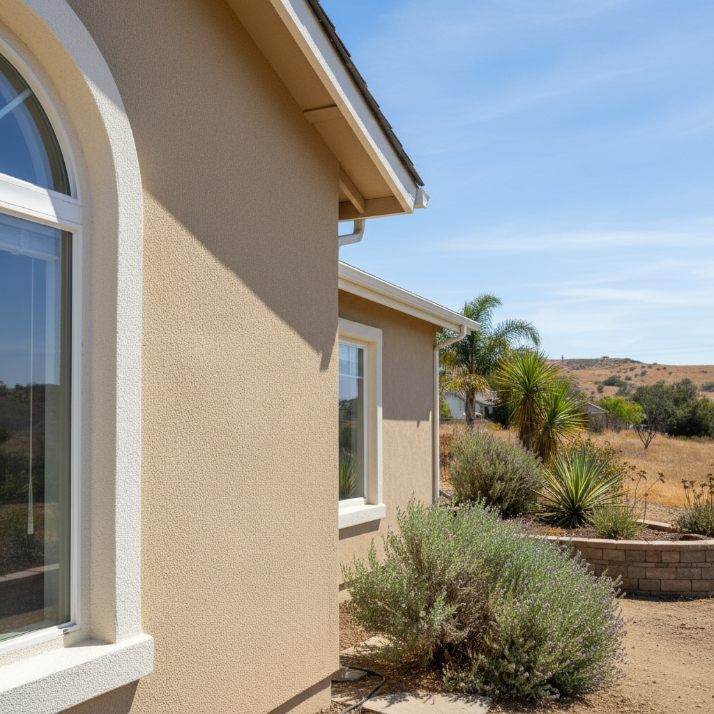 Completed residential stucco work at a residential property in Escondido, CA
