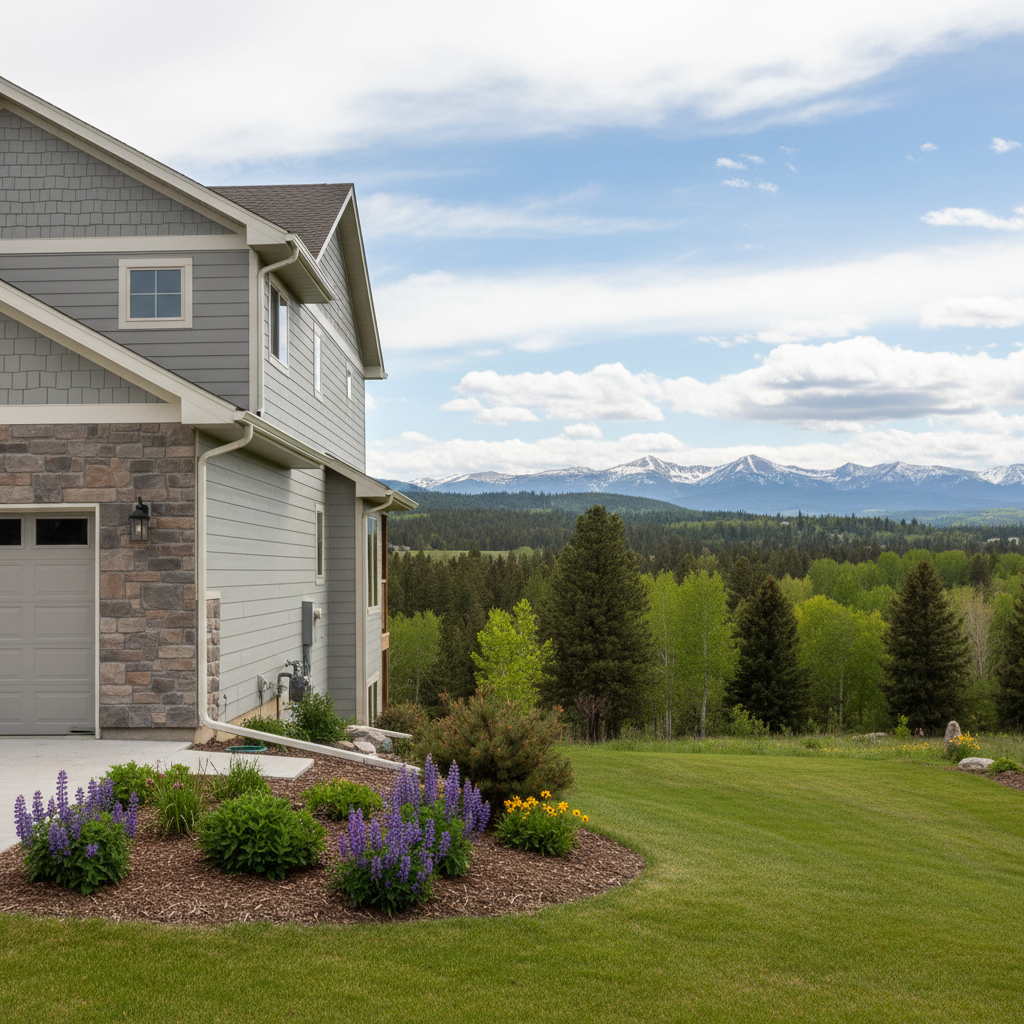 Completed gutter maintenance plans work at a residential property in Kalispell, MT
