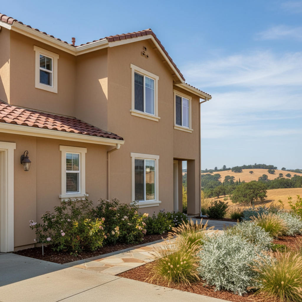 Completed residential stucco work at a residential property in Santa Rosa, CA