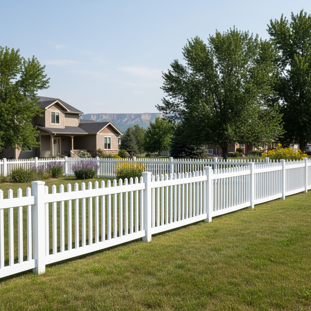 Completed vinyl fence installation work at a residential property in Billings, MT