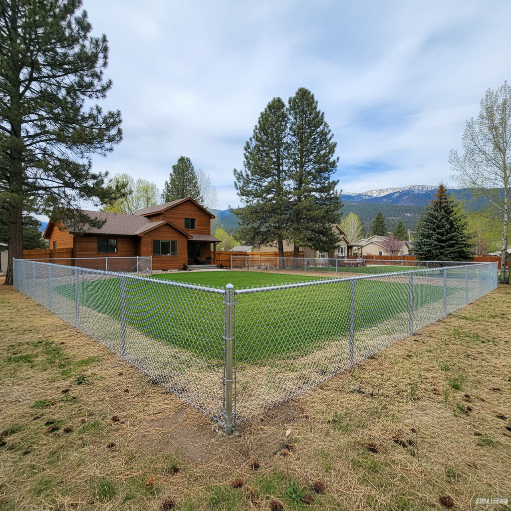 Completed chain link fence installation work at a residential property in Missoula, MT