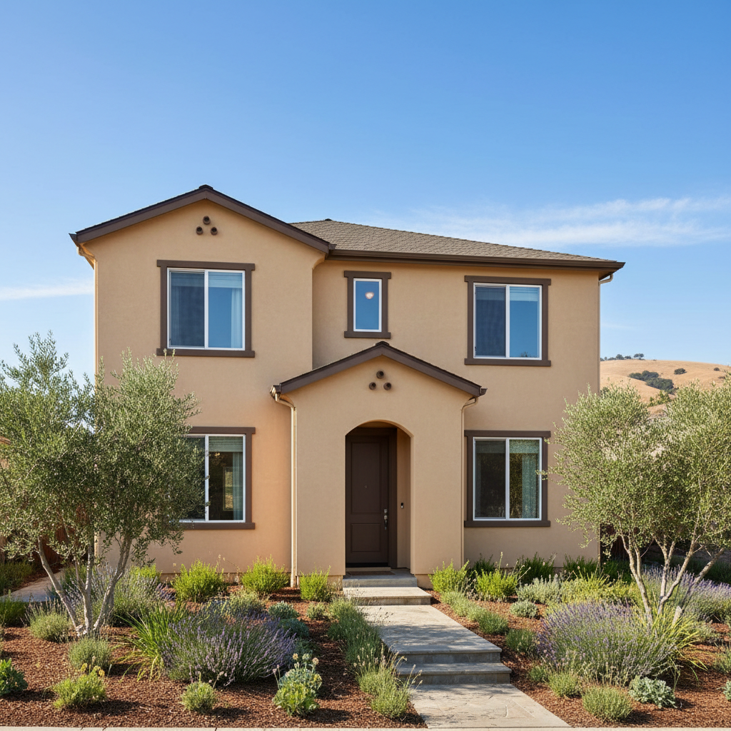 Completed stucco painting work at a residential property in Santa Rosa, CA