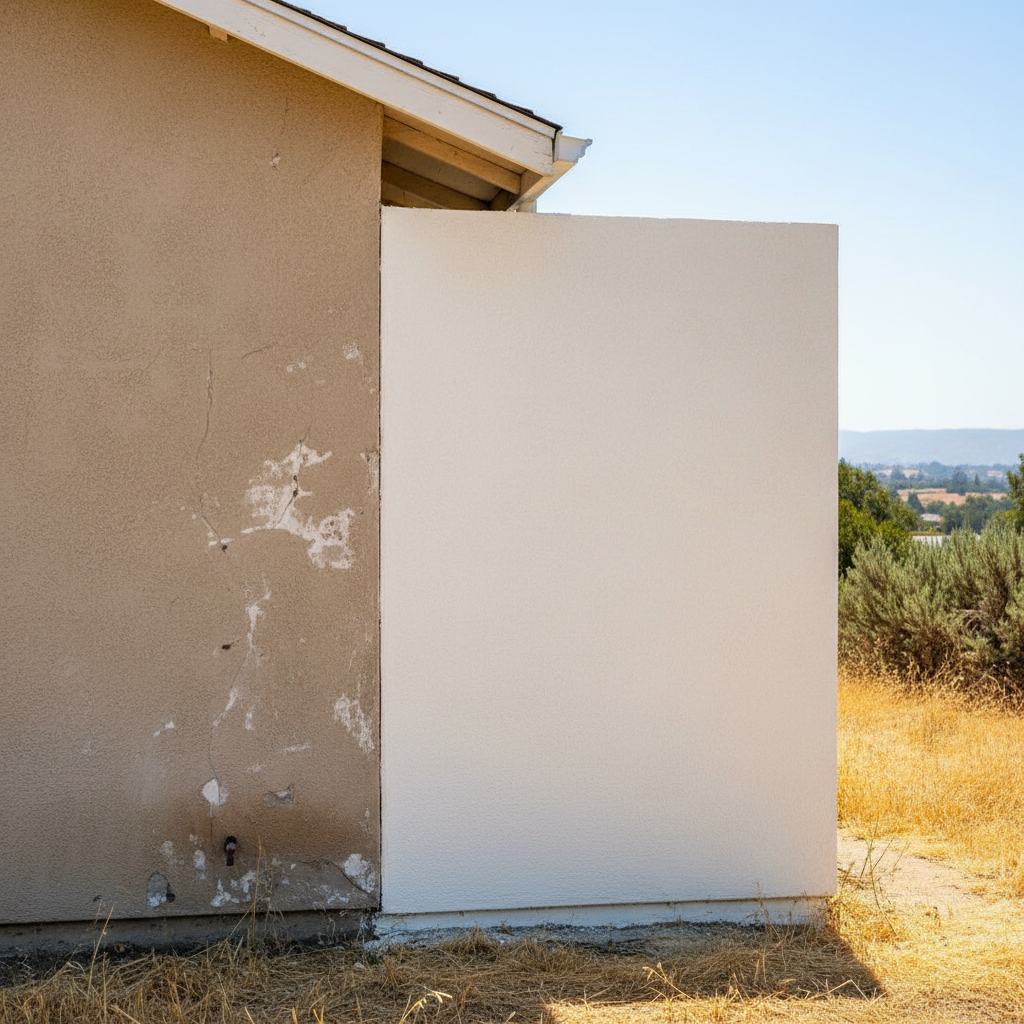 Completed stucco replacement work at a residential property in Fairfield, CA