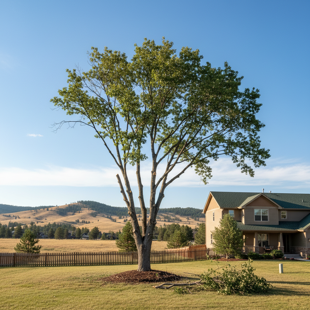 Completed tree pruning work at a residential property in Billings, MT