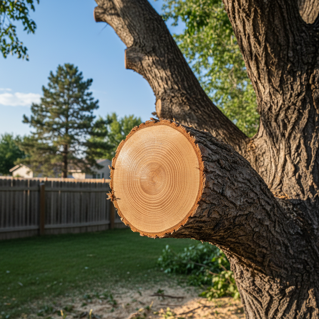 Completed tree trimming work at a residential property in Laurel, MT