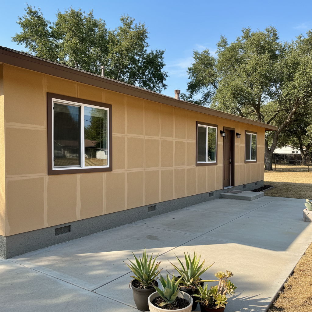 Completed stucco removal work at a residential property in Stockton, CA