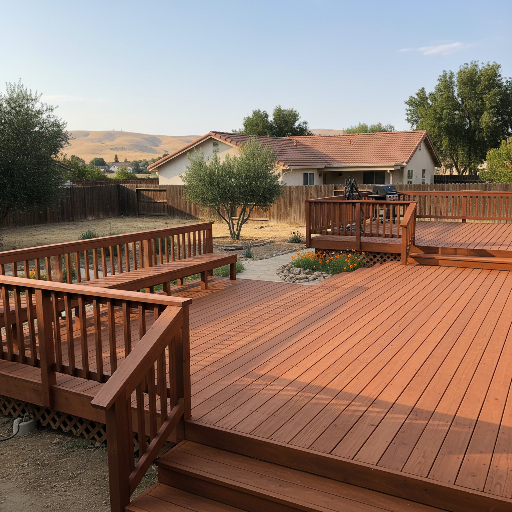 Completed deck painting & staining work at a residential property in Clovis, CA