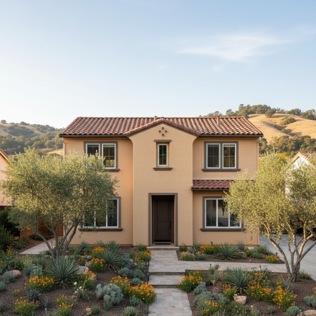 Completed stucco painting work at a residential property in Concord, CA