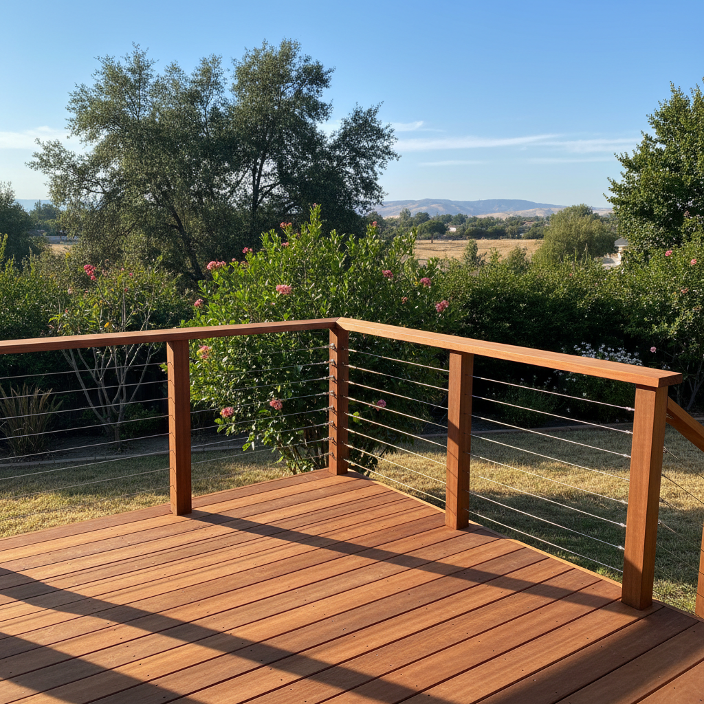 Completed deck railing installation work at a residential property in Clovis, CA