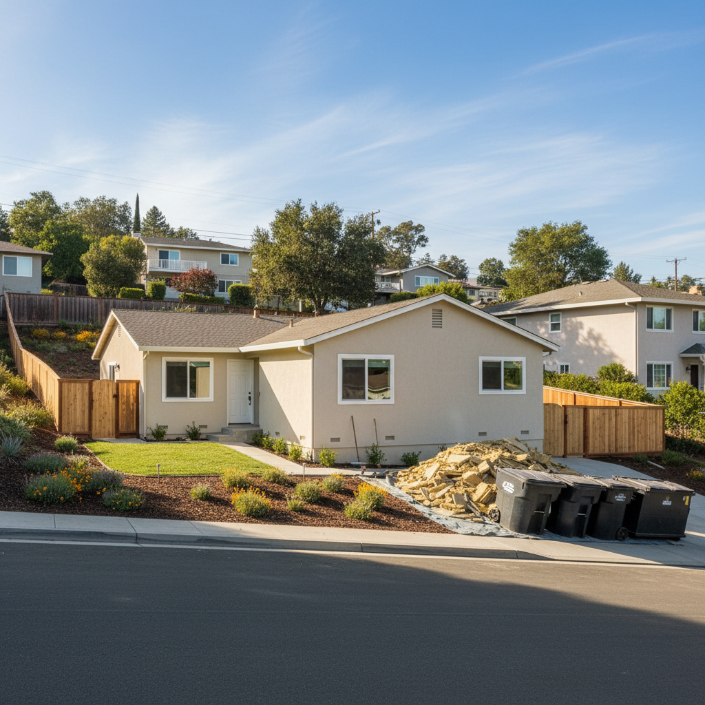 Completed stucco removal work at a residential property in Castro Valley, CA