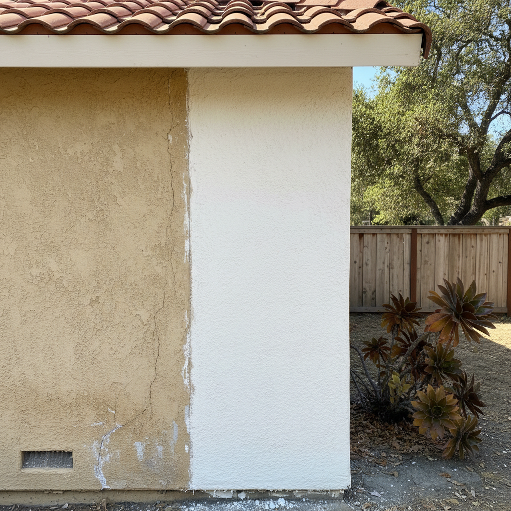 Completed stucco repair work at a residential property in Berkeley, CA