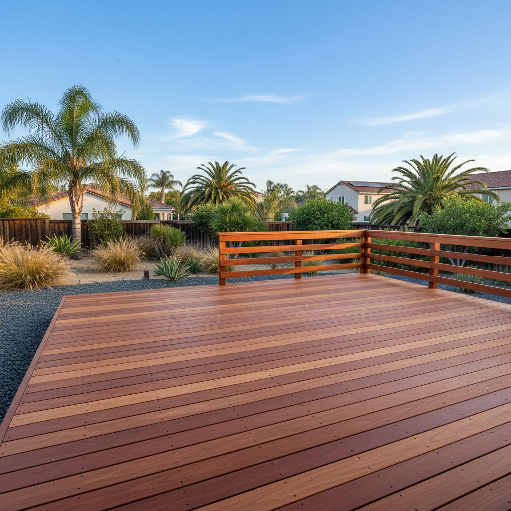 Completed wooden decks work at a residential property in Inglewood, CA