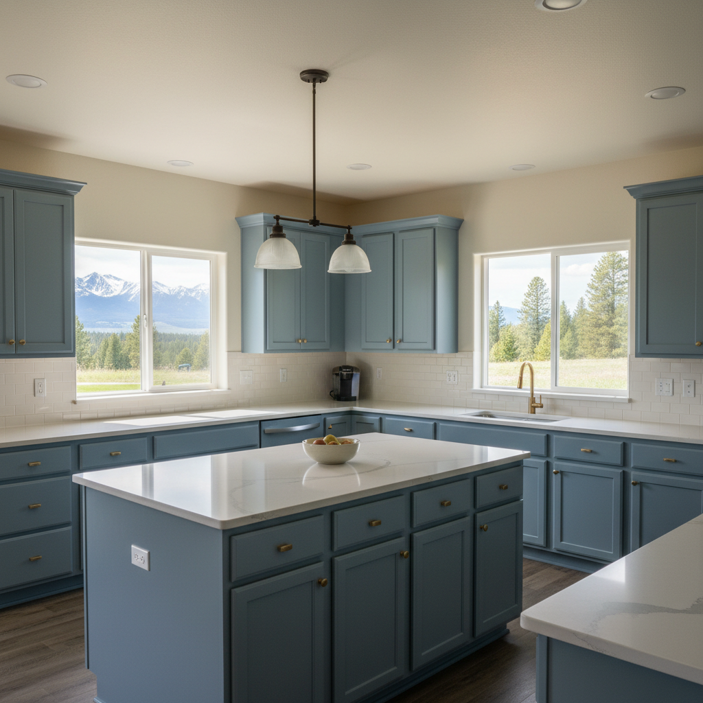 Completed cabinet painting work at a residential property in Kalispell, MT