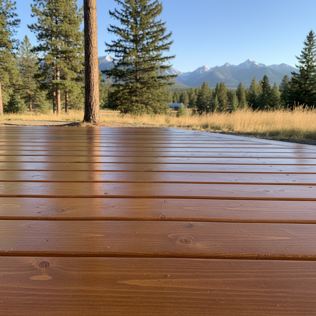 Completed deck staining work at a residential property in Whitefish, MT