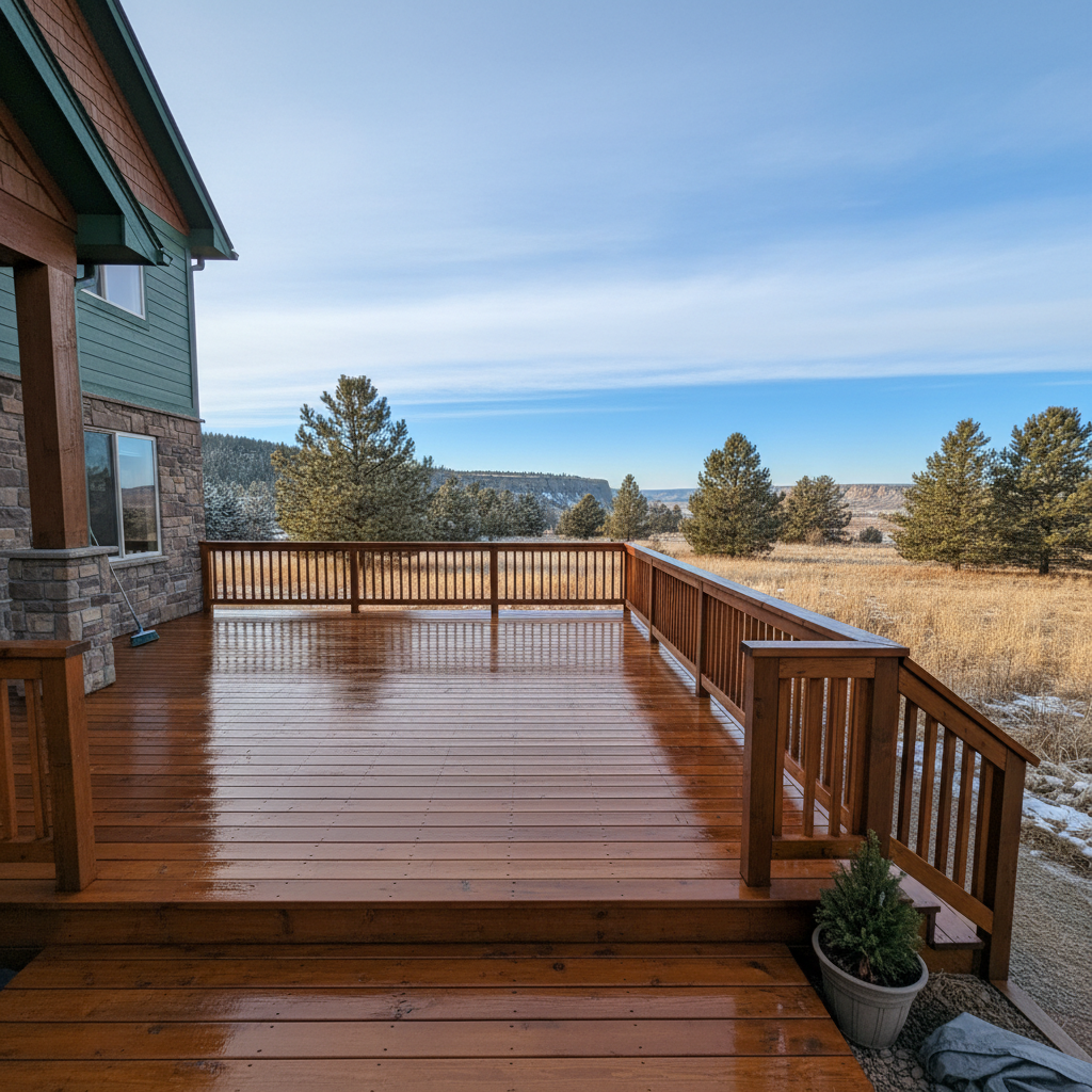 Completed deck staining work at a residential property in Great Falls, MT