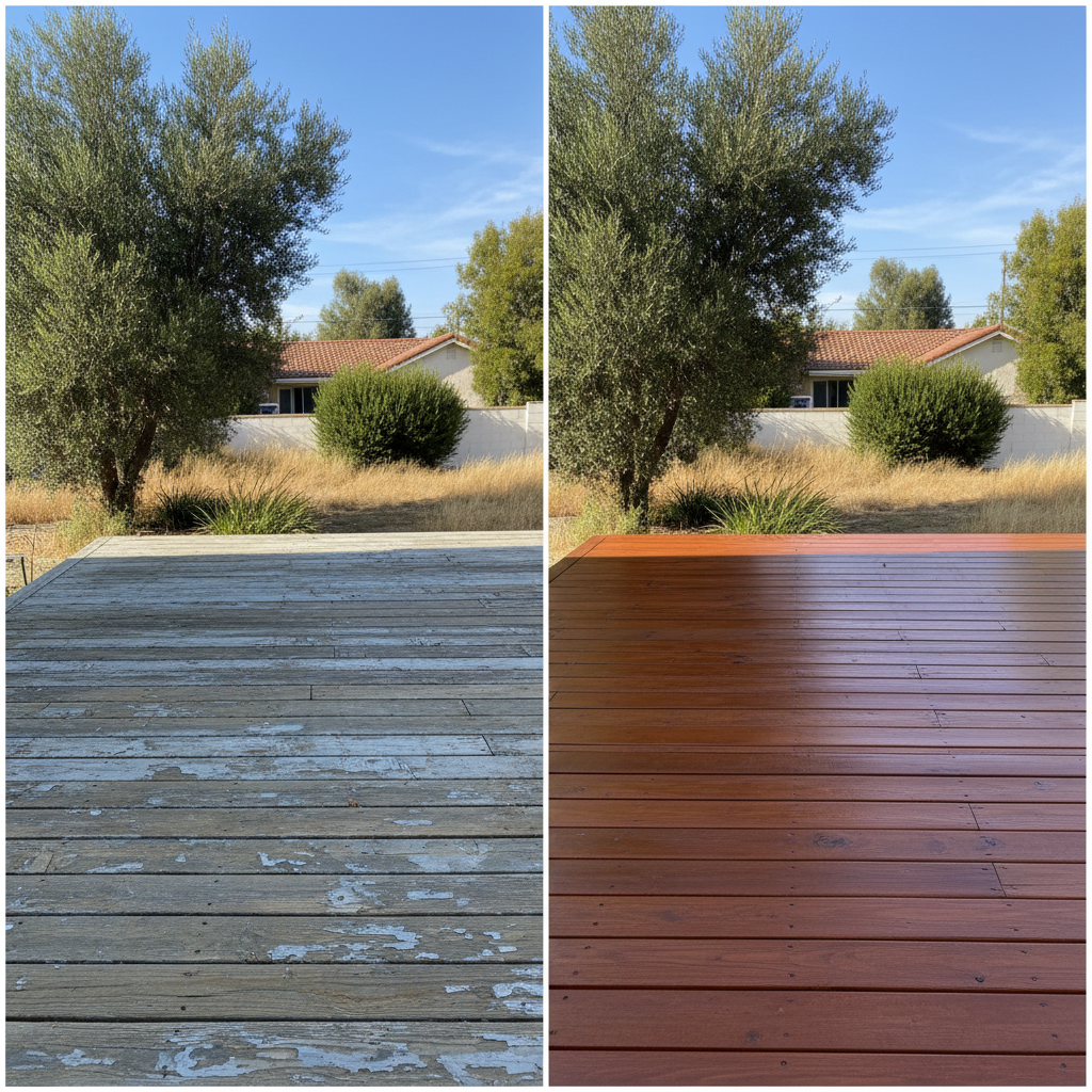 Completed deck painting & staining work at a residential property in Pomona, CA