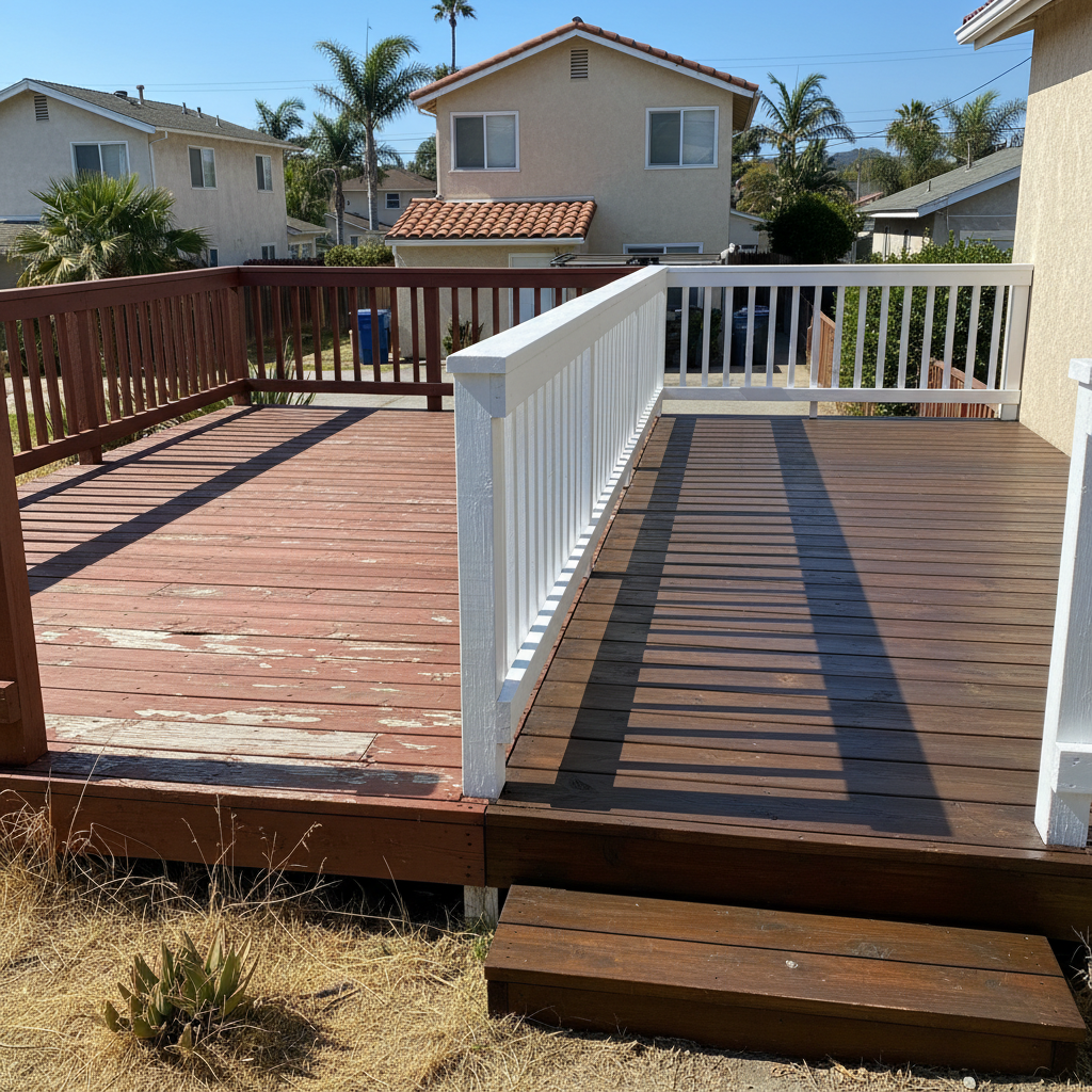 Completed deck painting & staining work at a residential property in Long Beach, CA