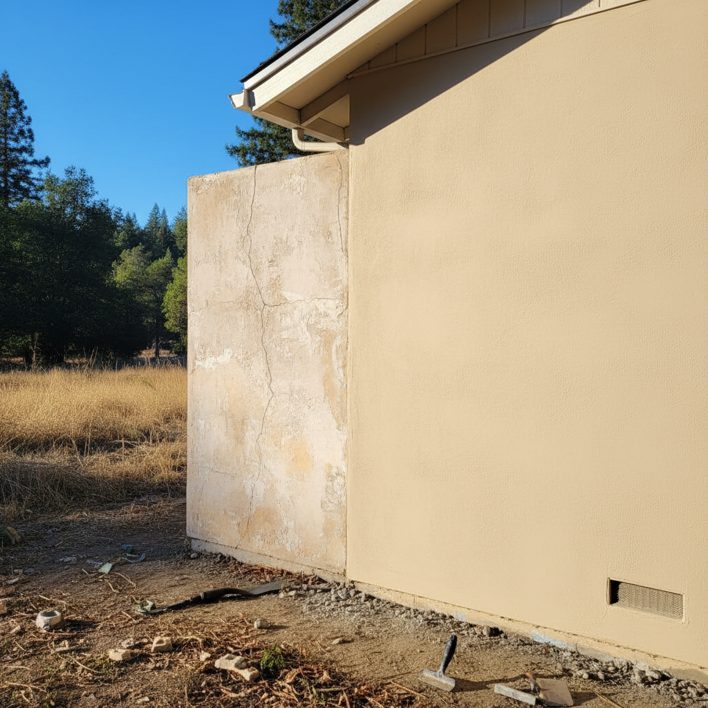 Completed stucco replacement work at a residential property in Ben Lomond, CA