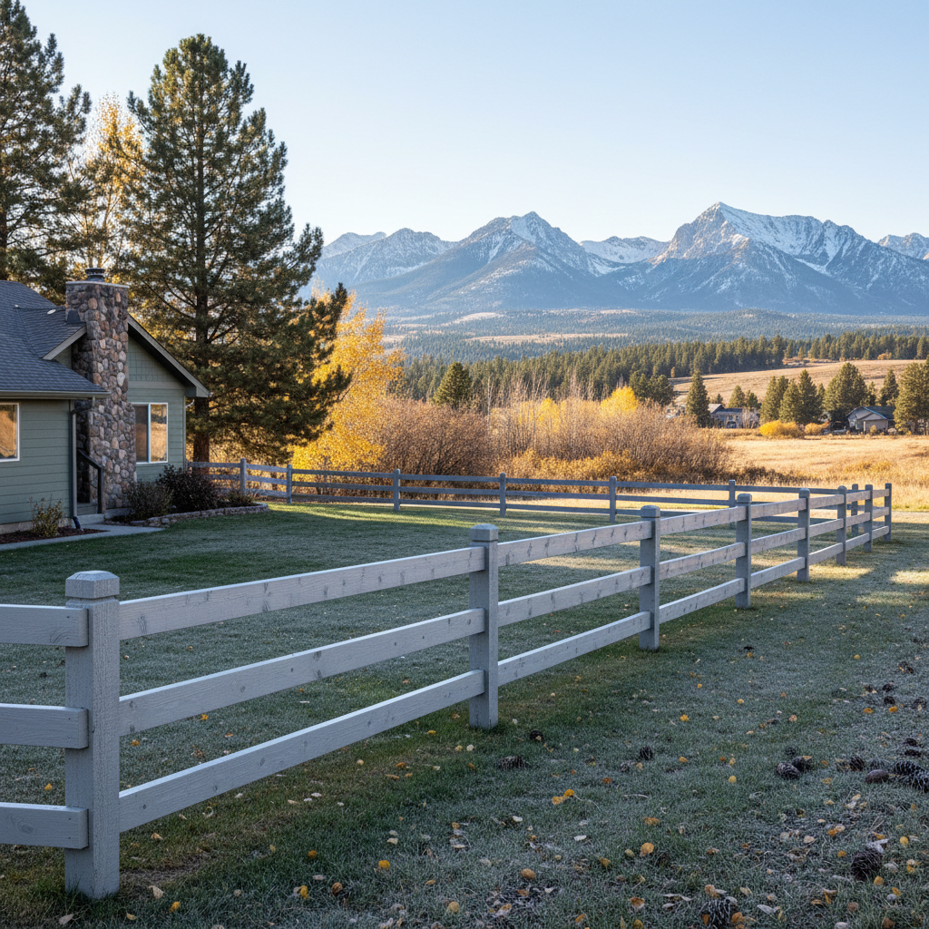 Completed fence painting work at a residential property in Kalispell, MT