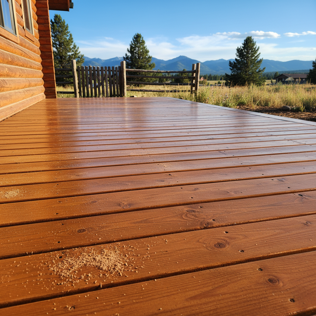 Completed deck staining work at a residential property in Kalispell, MT