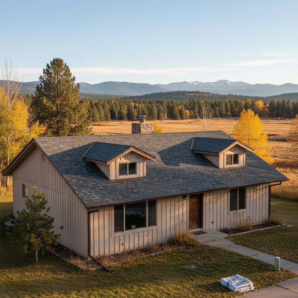 Completed asphalt shingle roofing work at a residential property in Missoula, MT