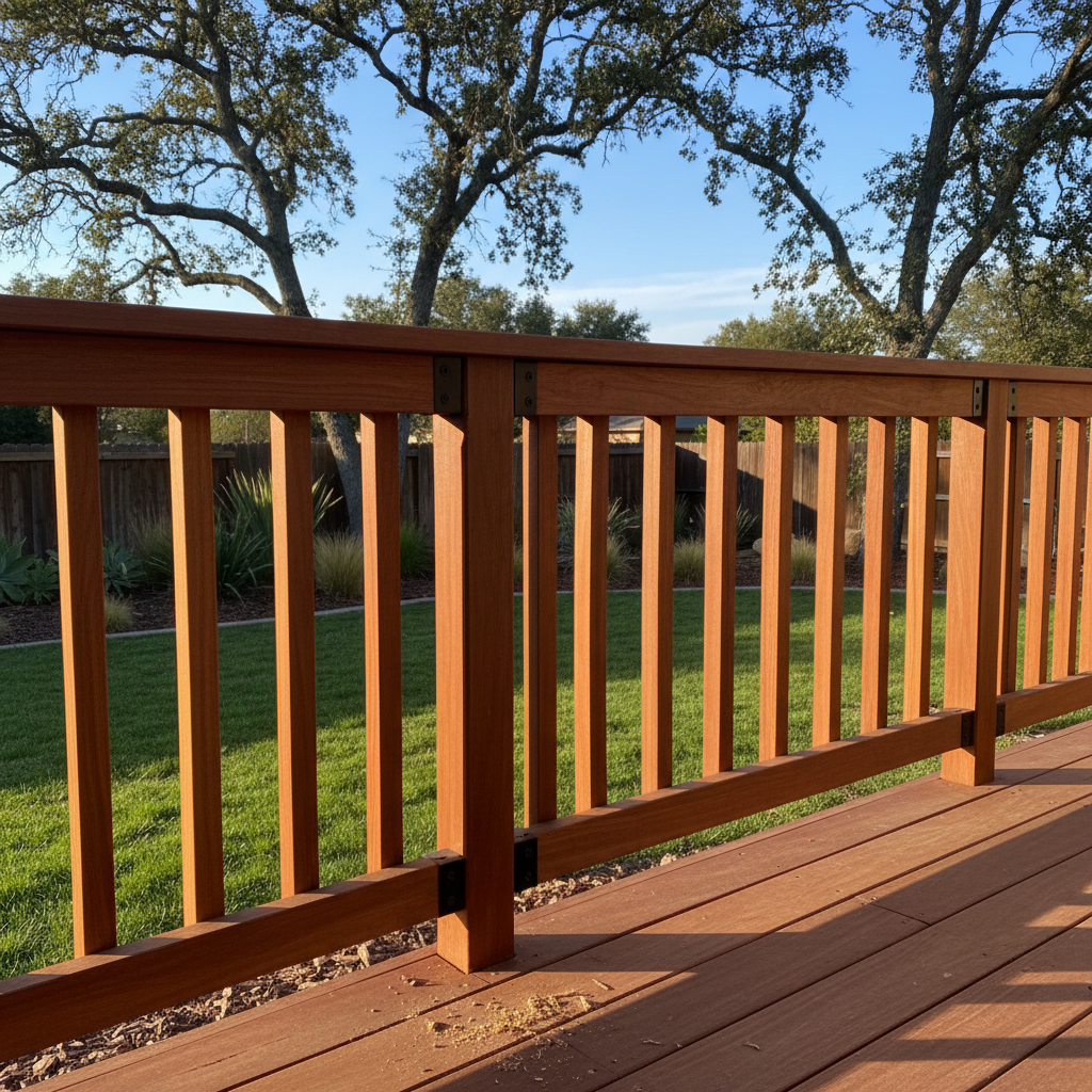 Completed deck railing installation work at a residential property in Modesto, CA