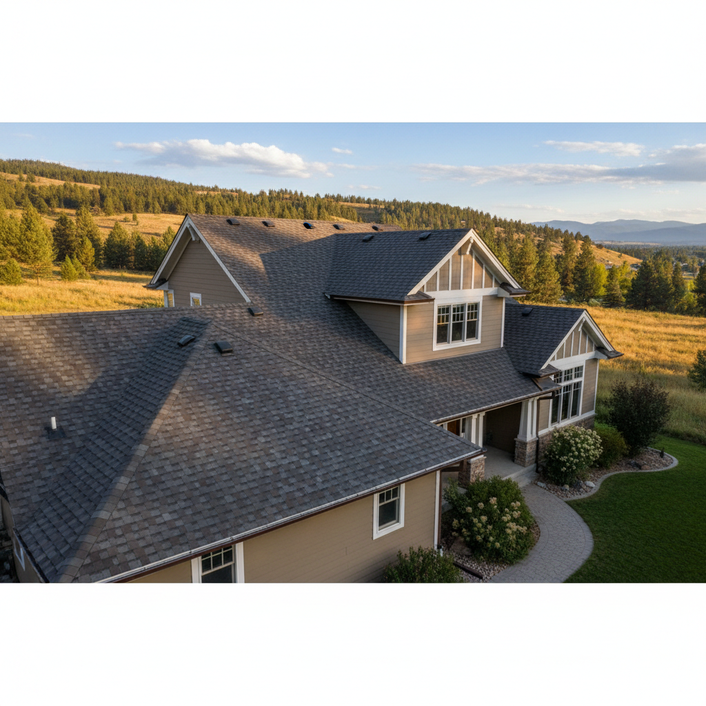 Completed roof installation work at a residential property in Missoula, MT
